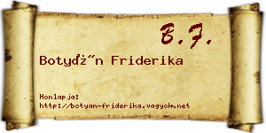 Botyán Friderika névjegykártya